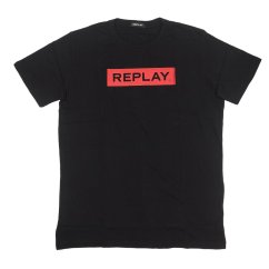 Replay Logo T Shirt Black 098