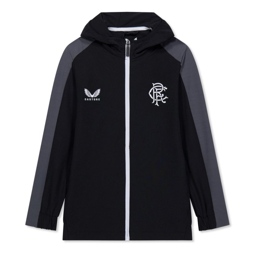 Castore Unisex Kids Travel Rangers Long Sleeve Licensed Rain Anorak Black