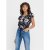 Only Women's Vic All Over Print Short-Sleeve Blouse Night Sky