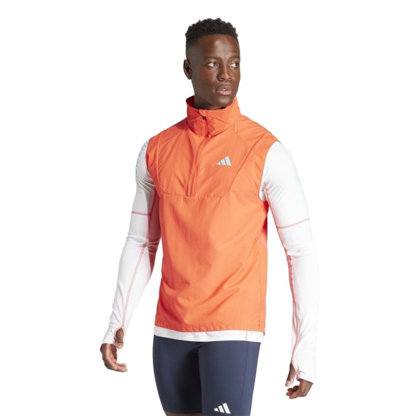 adidas Men's Adizero Half-Zip Performance Vest Red