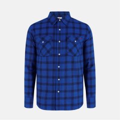 Lee Cooper Men's Check Long Sleeve Patterned Shirt Blue Flannel