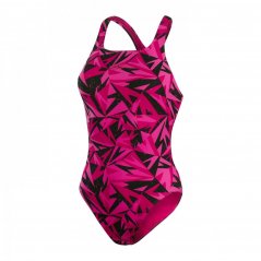 Speedo AOP Medal Swimsuit Womens Black/Pink