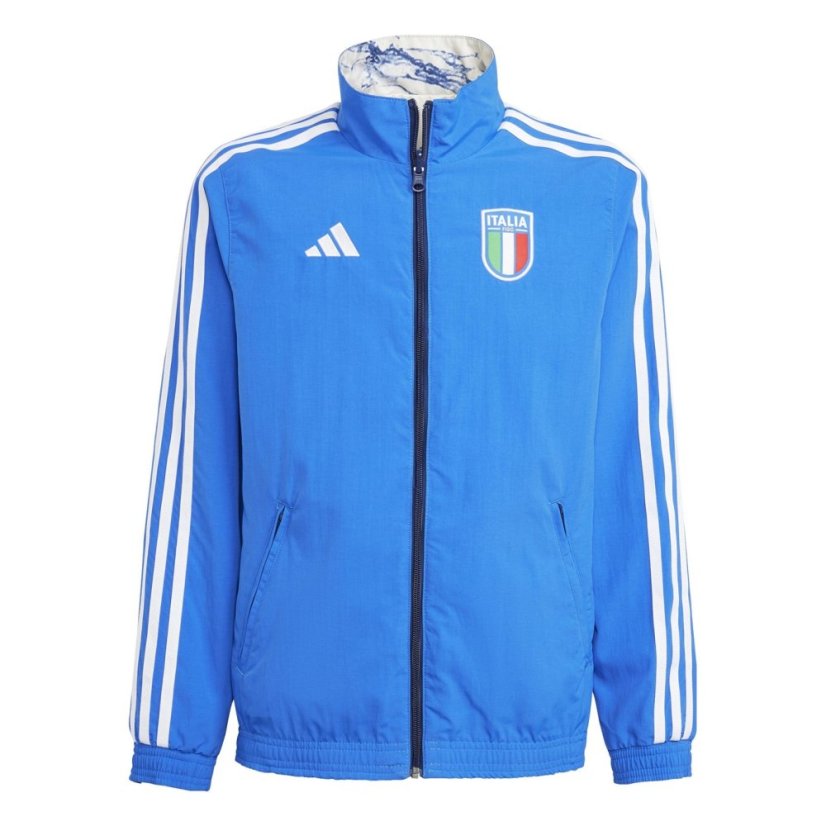 adidas Kids' Anthem Italy Away Long Sleeve 2023 Anorak Blue