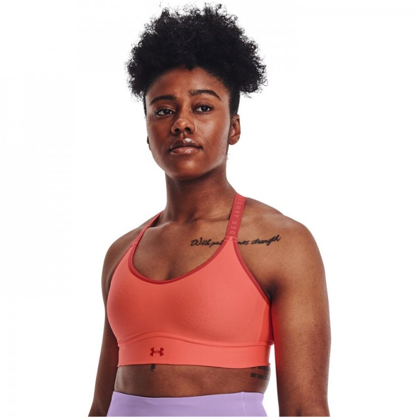 Under Armour Womens Infinity Mid Covered Sports Bra Tangerine/Red