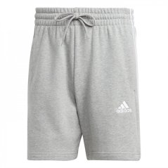 adidas Essentials 3 Stripe Fleece pánske šortky Grey/White