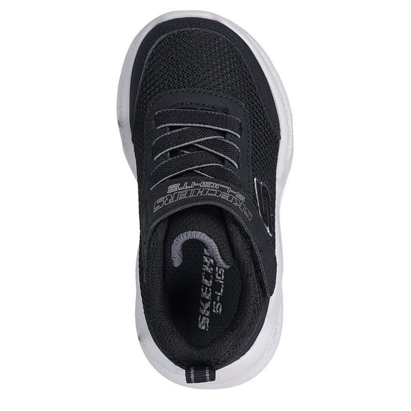 Skechers Kids' Meteor Leather Light Up Trainers Black/Grey