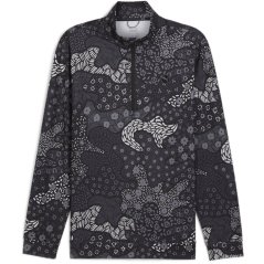 Puma Men's Camo Quarter Zip Long Sleeve T-Shirt Blk/Slatesky