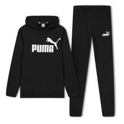 Puma Kids' ESS Logo Hooded Fleece Tracksuit Black/White