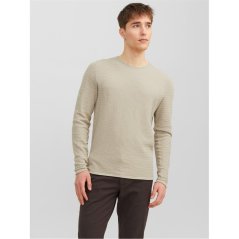 Jack and Jones Textured Crew Jumper Mens Island Fossil