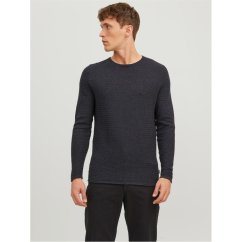 Jack and Jones Textured Crew Jumper Mens Dark Grey Mel