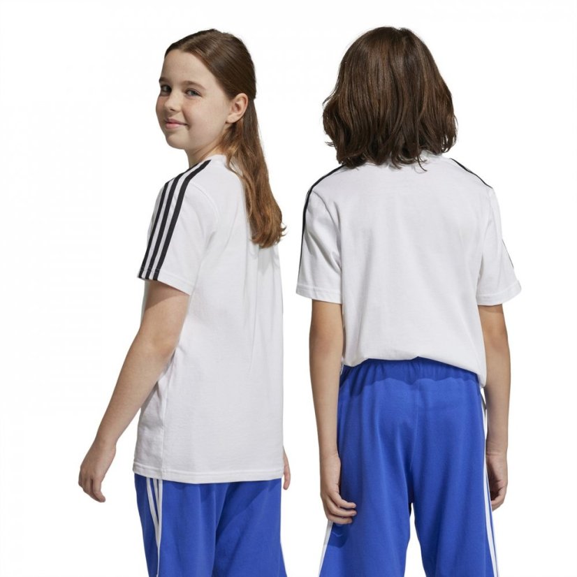 adidas 3 Stripe Essentials T-Shirt Junior White/Black