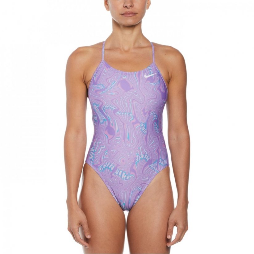 Nike Swim HydraStrong Lace-Up Tie-Back One-Piece Swimsuit Womens Cobalt Bliss