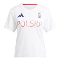 adidas Women's Poland Short Sleeve Performance Gym Top White