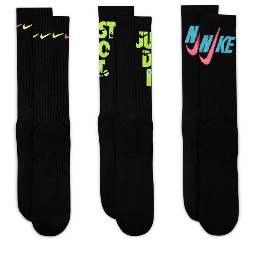 Nike Everyday Plus Cushioned Crew Socks (3 Pairs) Multi Colour