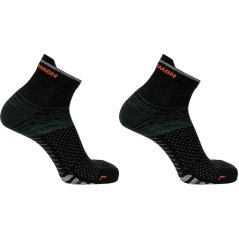 Salomon Predict Quarter 2 Pack Running Socks Mens Black/Green