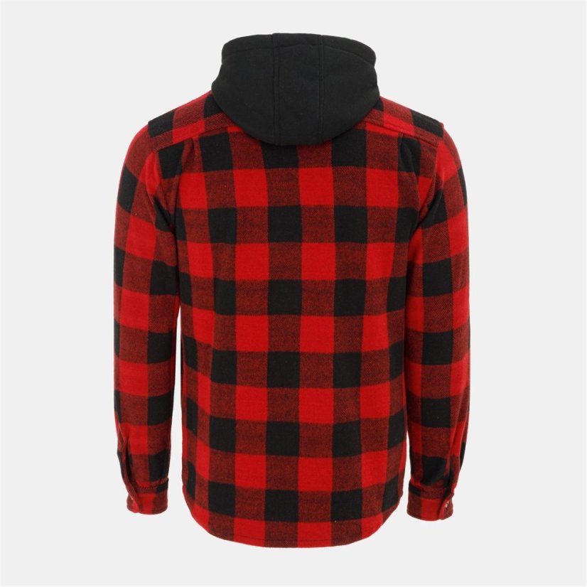 Lonsdale Men's Hooded Long Sleeve Sherpa Jacket Red/Black