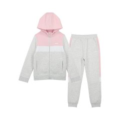 Slazenger Fleece Full Zip Track Suit Junior Ice Marl/Pink