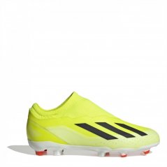adidas X Crazyfast League Junior Laceless Firm Ground Boots Yellow/Blk/Wht