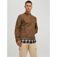 Jack and Jones Rocky Clean Biker Jacket Cognac