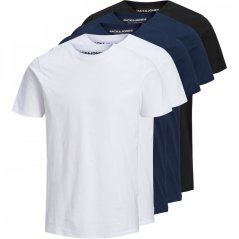 Jack and Jones Basic 5-Pack T-Shirt Mens Wht/Nvy/Blk