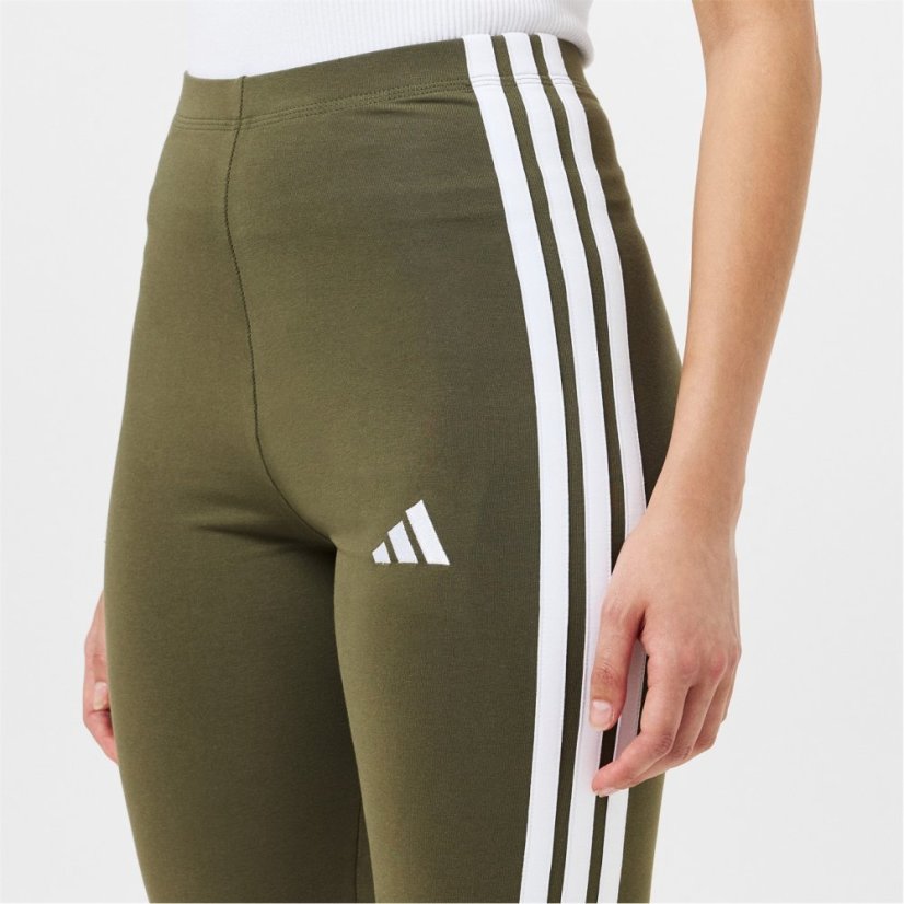 adidas Essentials 3 Stripe Leggings Womens Olive