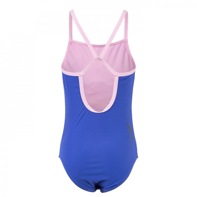Slazenger Thinstrap Swimsuit Junior Girls Blue/Pink