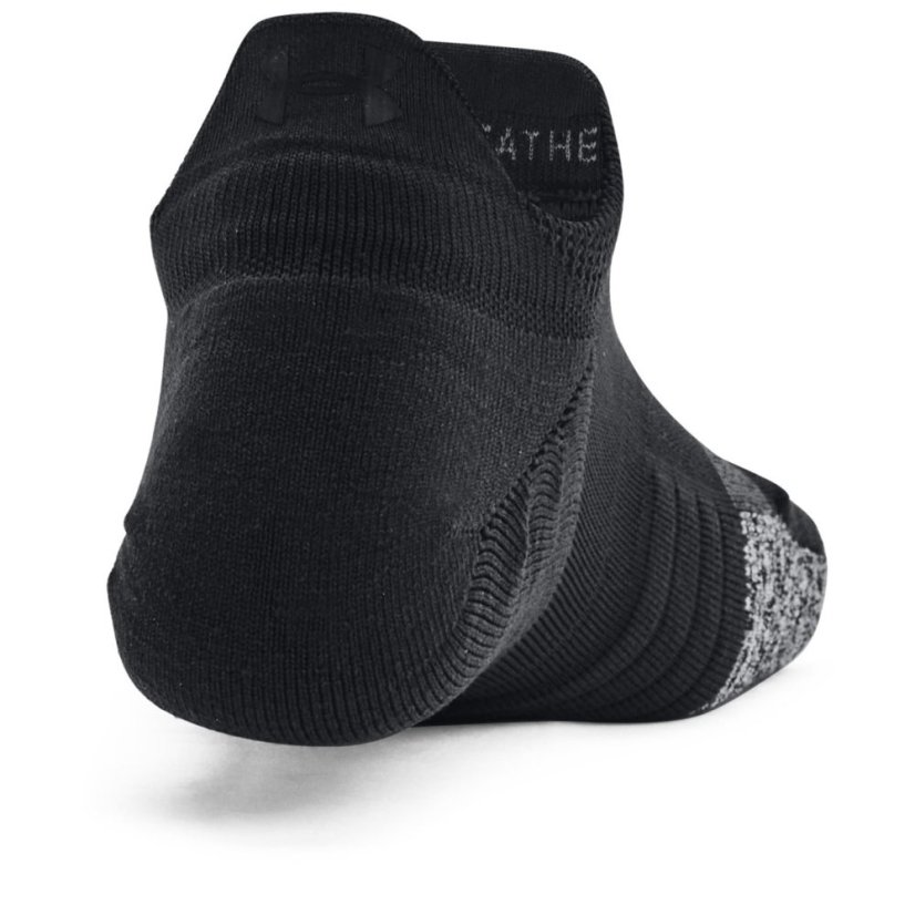 Under Armour Breathe 2 No Show Tab Socks 2pack Black/Reflect