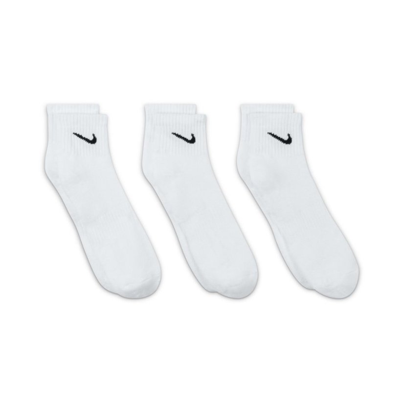 Nike Three Pack Quarter Socks Mens White/Black
