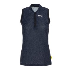 Slazenger Zip Sleeveless Polo Navy