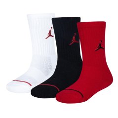 Air Jordan 3 Pack Crew Socks Juniors Gym Red