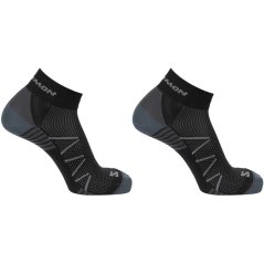 Salomon Hornet Quarter 2 Pack Running Socks Mens Black/Grey