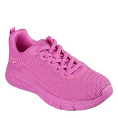 Skechers Two Tone Knit Lace Up Sneaker Runners Womens Hot Pink Knt