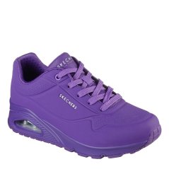 Skechers Women's Durabuck Lace Up Classic Low-Top Trainers Purple