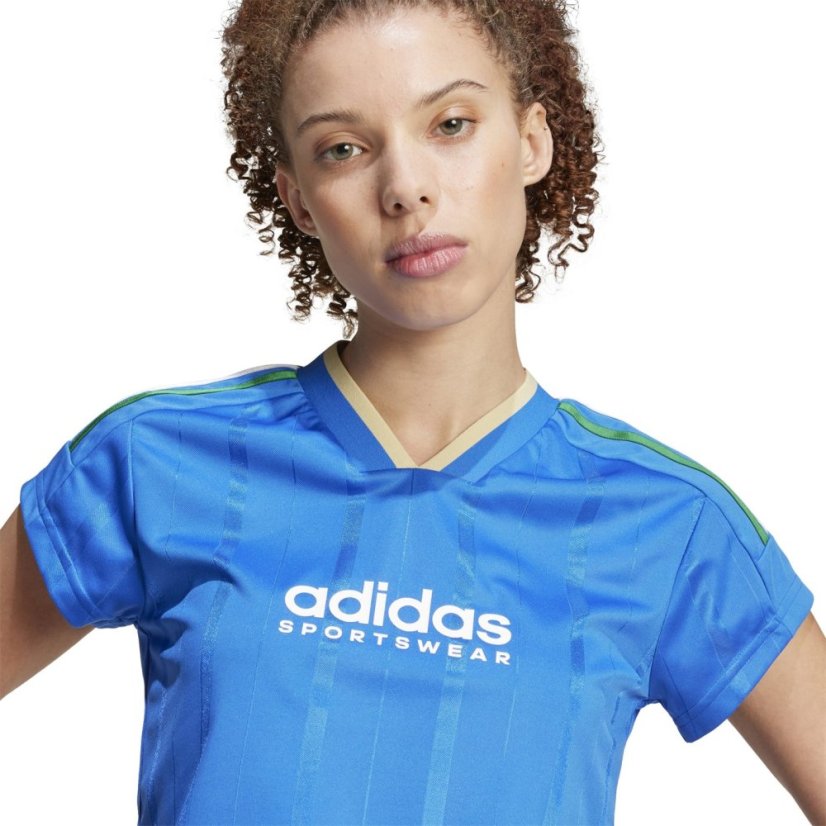 adidas House of Tiro Nations Pack Cut 3-Stripes Crop Jersey Womens Blue