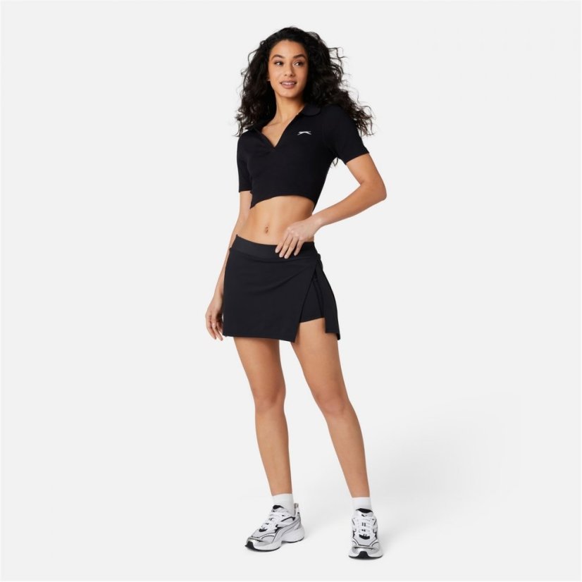 Slazenger Cropped Polo Top Black