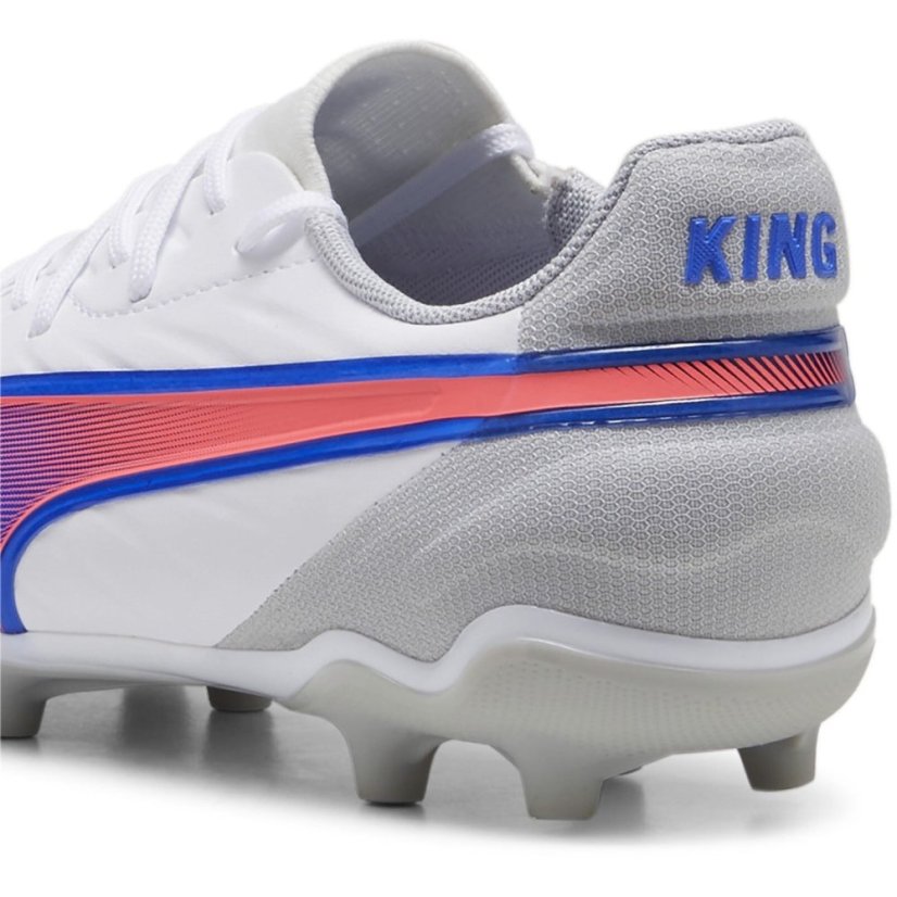 Puma King Match Junior Firm Ground Football Boots White/Blue/Grey