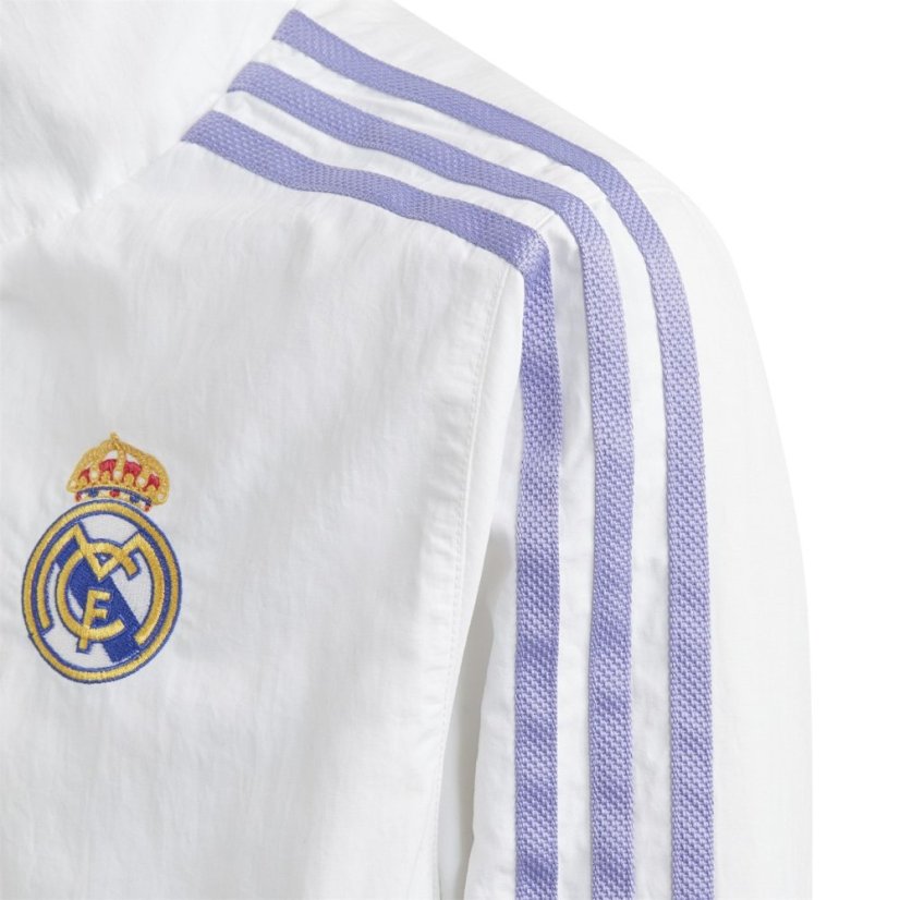 adidas Real Madrid Anthem Jacket Kids Tracksuit Top Boys White