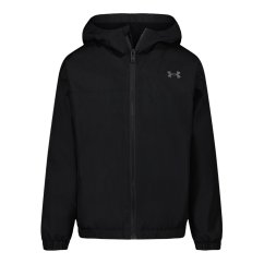 Under Armour Kids' Windbreaker Water-Repellent Windproof Hooded Long Sleeve Rain Anorak Black/Black