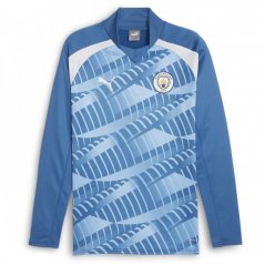 Puma Manchester City Pre Match Sweat T-shirt 2023 2024 Adults Blue/White