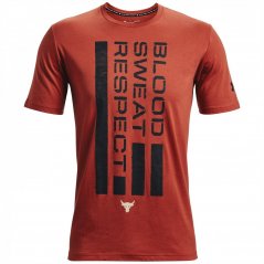 Under Armour Armour Ua Project Rock Bsr Flag Ss Gym Top Mens Red