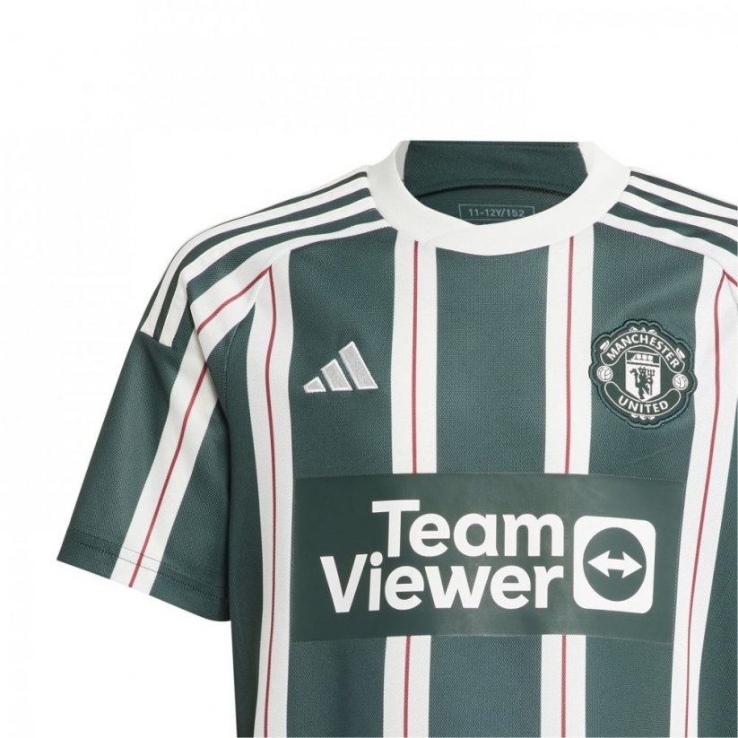 adidas Manchester United Away Shirt 2023 2024 Junior Green/White