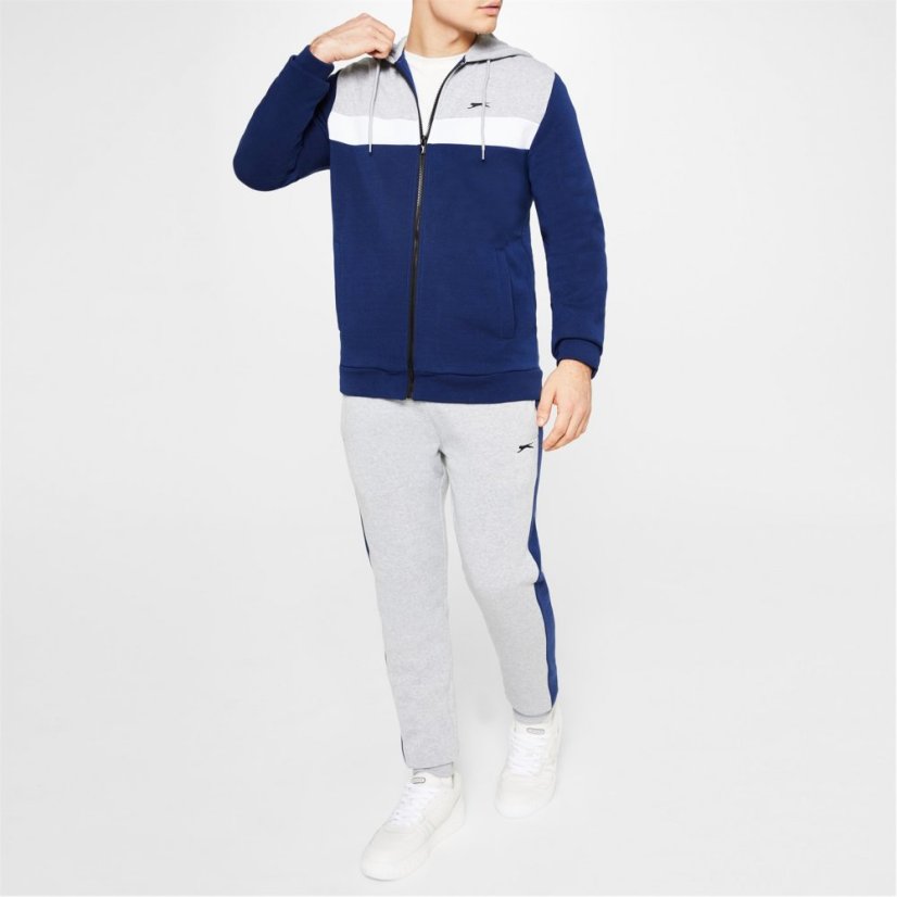 Slazenger Full Zip Tracksuit Grey Marl/Navy