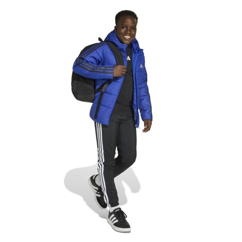 adidas Unisex Kids Essentials 3S Hooded Long Sleeve Puffer Jacket Blue/Black