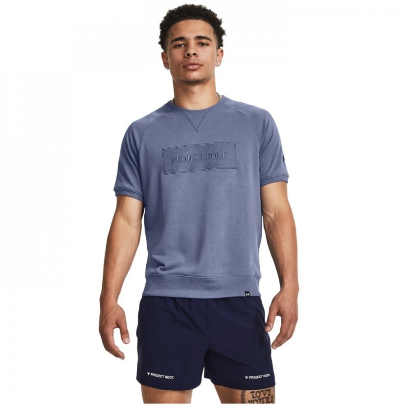 Under Armour Project Rock Terry Gym Top Mens Blue