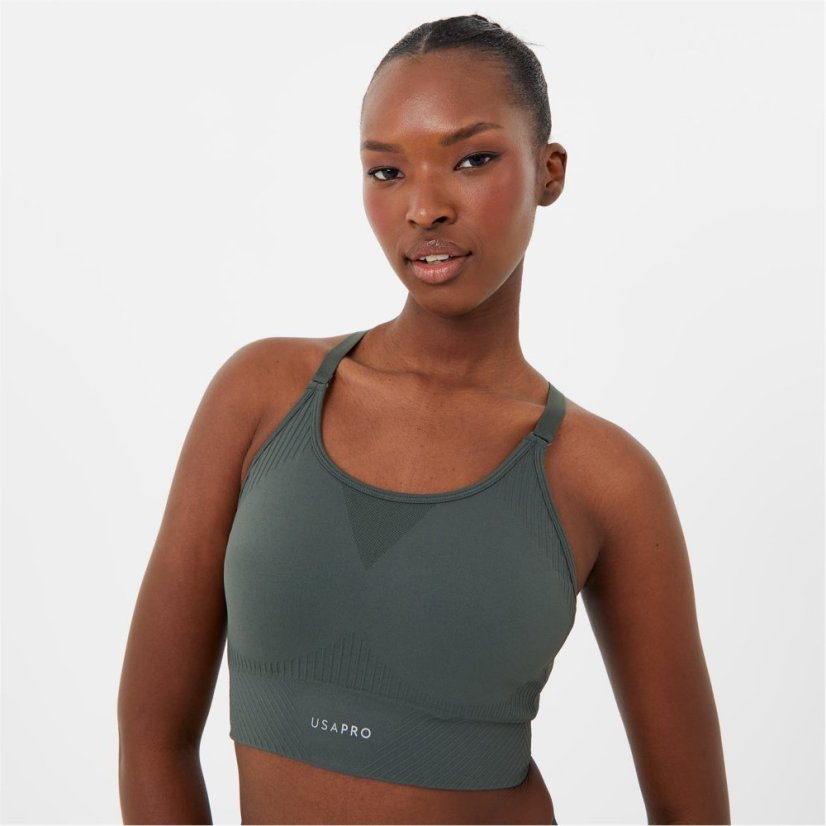USA Pro UP Seamless Adjustable Sports Bra Khaki