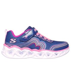 Skechers Heart Lights - Retro Hearts Light Up Trainers Girls Navy/Pink