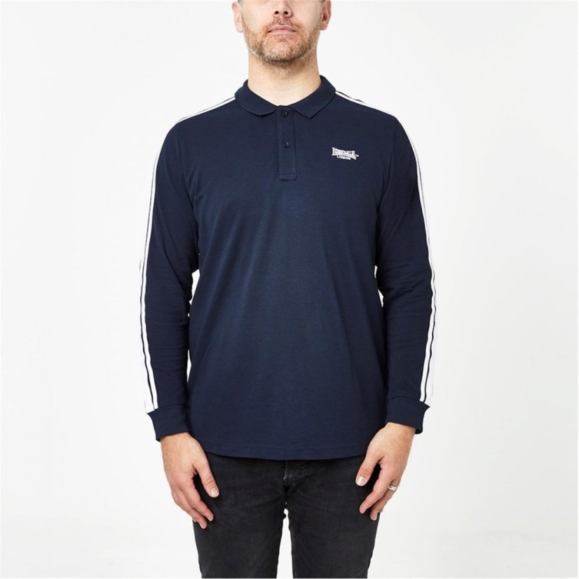 Lonsdale 2 Stripe Long Sleeve pánské polo tričko Navy