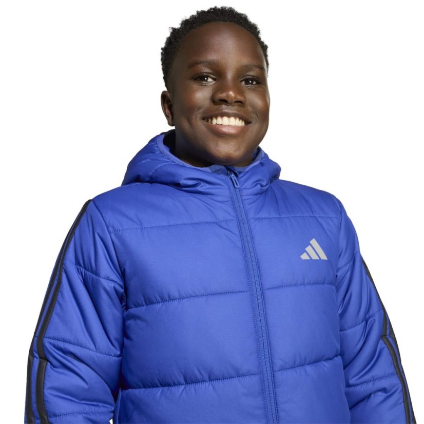 adidas Unisex Kids Essentials 3S Hooded Long Sleeve Puffer Jacket Blue/Black