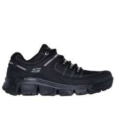 Skechers Mesh Qtr Brace Overlay Lace Up W Me Runners Womens Black/Black