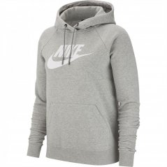 Nike Sportswear Essential Fleece Pullover Hoodie Womens Grey Hth/ Whi
